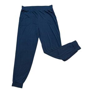 G by Giuliana Navy Blue Pull On Ankle Pants w/ Pockets & Decorative Stripe LT